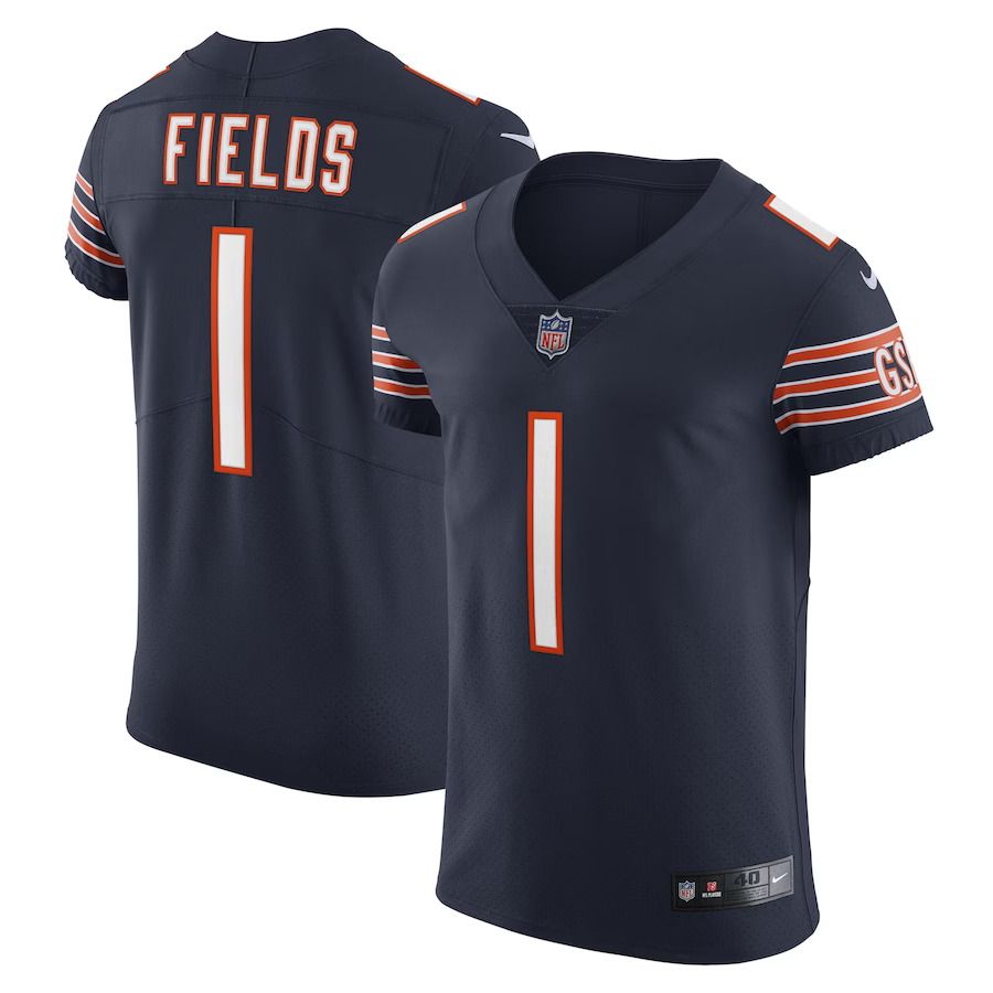 Men Chicago Bears #1 Justin Fields Nike Navy Vapor Elite NFL Jersey